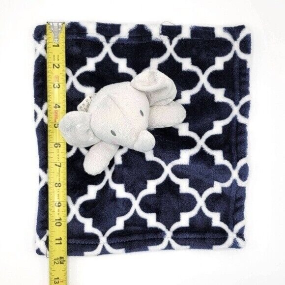 INF Inc Lovey Plush Blue 12" Dots On Ears Security Soother Gray Elephant Trellis - Picture 7 of 7
